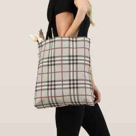 Bolsa Tote Padrão Clássico Aconchegante Xadrez Neutro