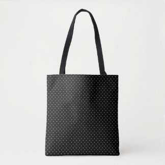 Bolsa Tote Padrão Clássico de Bolinhas Preto e Branco