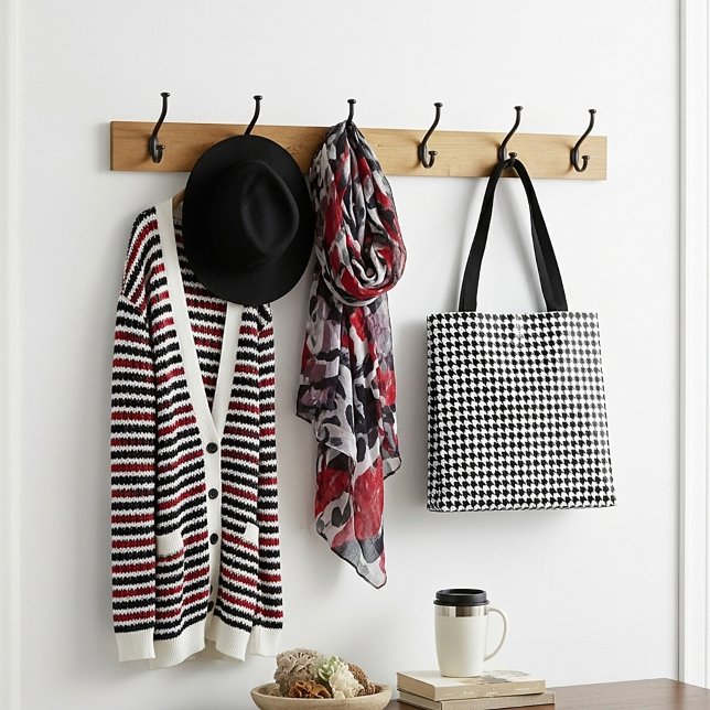 Bolsa Tote Padrão clássico de houndstooth preto (Criador carregado)