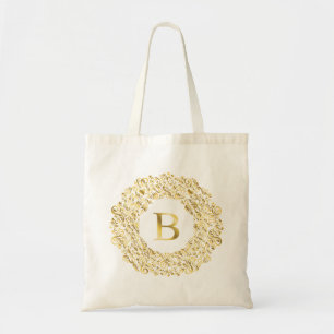 Bolsa Tote Padrão Clássico do Damasco do ouro B inicial