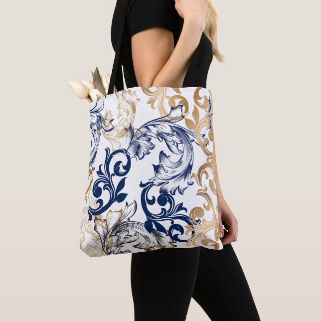 Bolsa Tote Padrão Clássico Retrô em Estilo Barroco (Close Up)