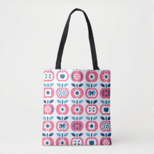 Bolsa Tote Padrão Colorido da Maçã Retro Invisível