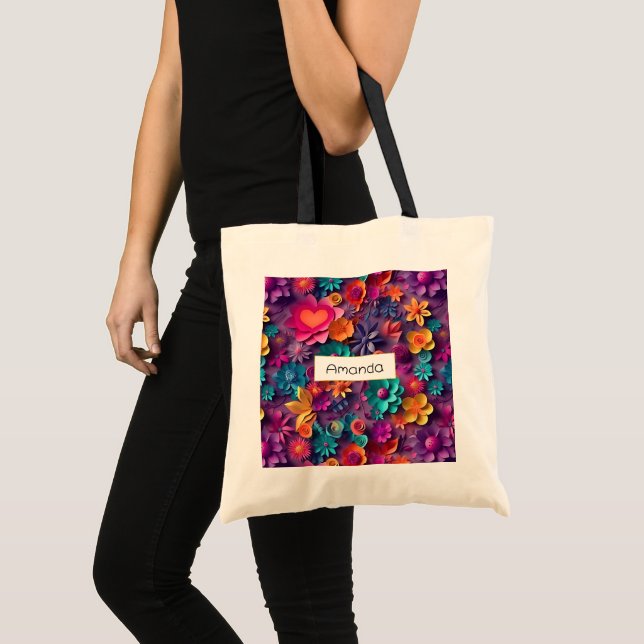 Bolsa Tote Padrão Colorido das Flores de Mola (Frente (produto))