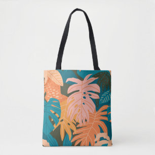 Bolsa Tote Padrão colorido das folhas tropicais