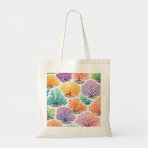 Bolsa Tote Padrão Colorido de Coral de Leque Marinho