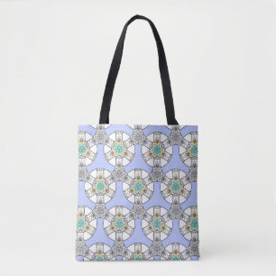 Bolsa Tote Padrão colorido de faixas entrelaçadas de mosaico