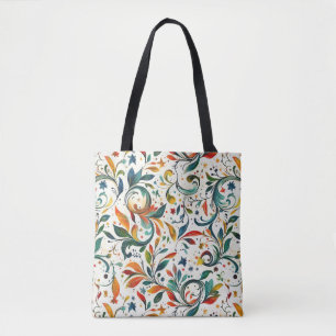 Bolsa Tote Padrão Colorido De Folha De Paisley Inspirado Na V