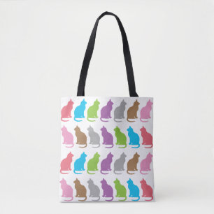 Bolsa Tote Padrão colorido de gatos