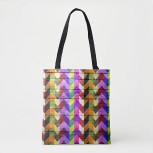Bolsa Tote Padrão Colorido de Madeira Moderna em Chevron #31