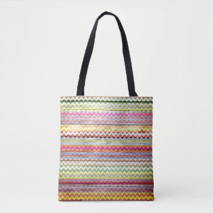 Bolsa Tote Padrão Colorido de Madeira Moderna em Chevron #5