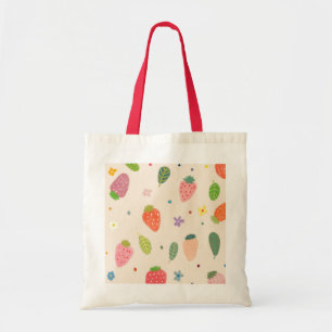 Bolsa Tote Padrão Colorido de Morango Fofo Cottagecore