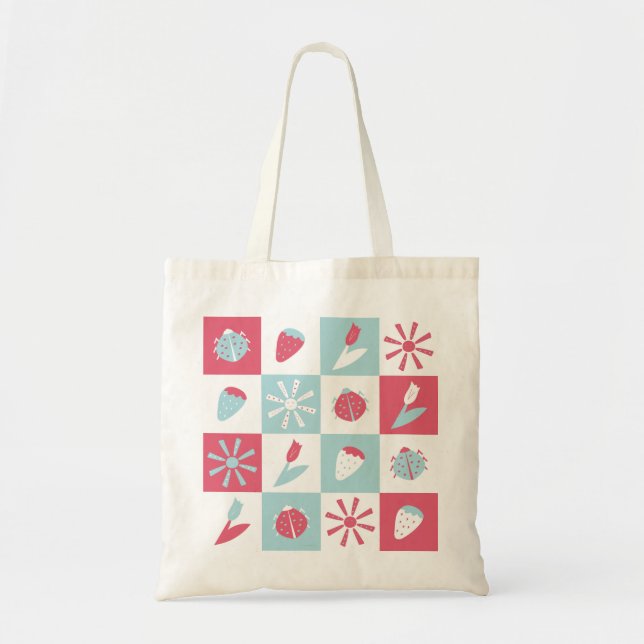 Bolsa Tote padrão colorido divertido (Frente)
