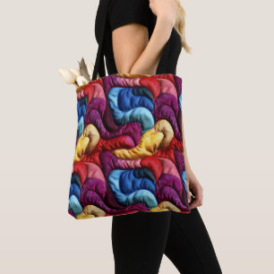 Bolsa Tote Padrão Colorido do Tecido