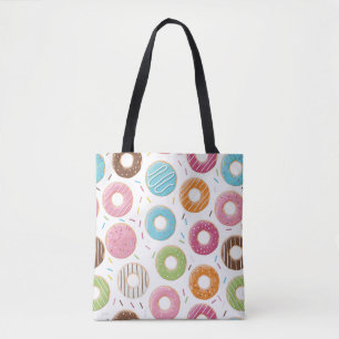 Bolsa Tote Padrão Colorido Retro de Donuts Festa Divertida Mi