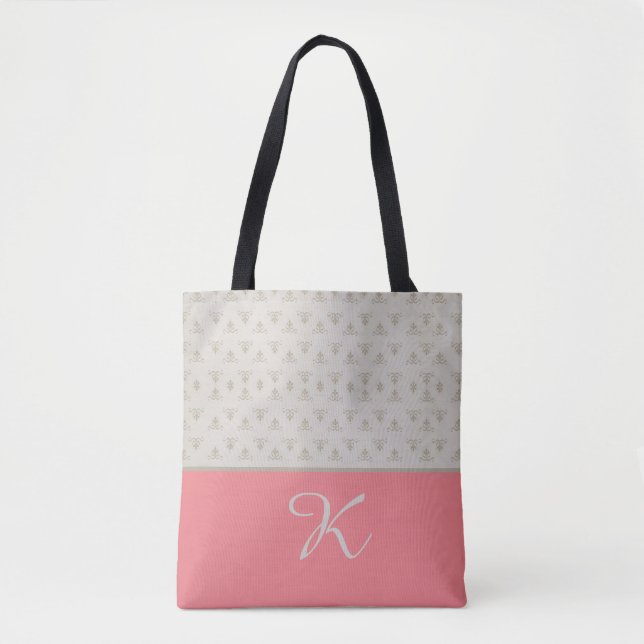 Bolsa Tote Padrão com cor de pêssego (Frente)