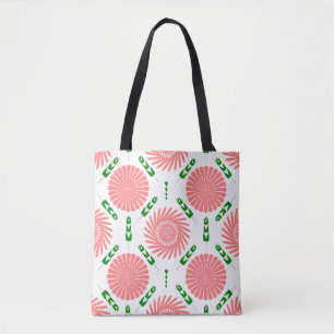 Bolsa Tote padrão com flores rosa