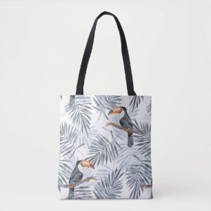 Bolsa Tote Padrão com folhas de toucador e cinza