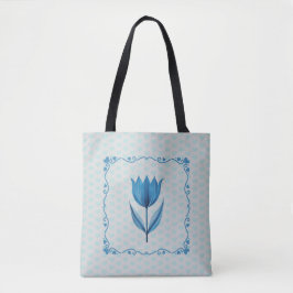 Bolsa Tote Padrão com um Tulipa Azul