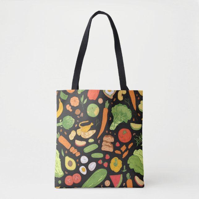 Bolsa Tote Padrão constante com comida alimentar, grupo saudá (Frente)