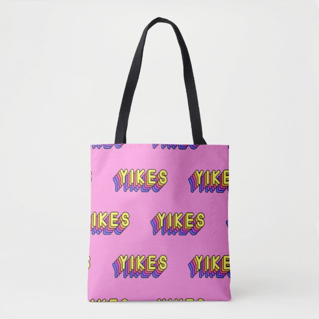 Bolsa Tote Padrão constante com palavras "Yikes" isoladas em  (Frente)