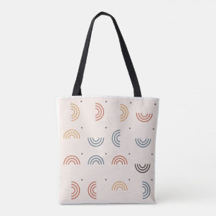 Bolsa Tote Padrão contínuo de Arcos Arco-íris Boho