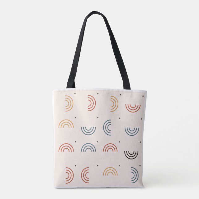Bolsa Tote Padrão contínuo de Arcos Arco-íris Boho (Verso)