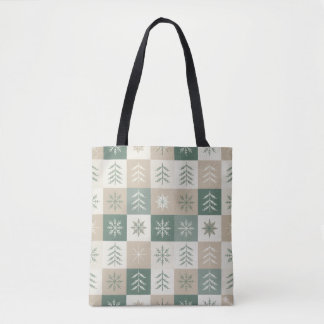Bolsa Tote Padrão contínuo de árvore de Natal escandinava