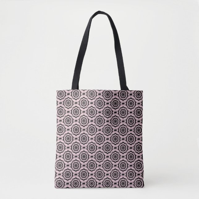 Bolsa Tote Padrão contínuo de flor preta rosa (Frente)