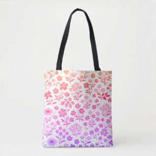 Bolsa Tote Padrão contínuo de flores silvestres minimalista e