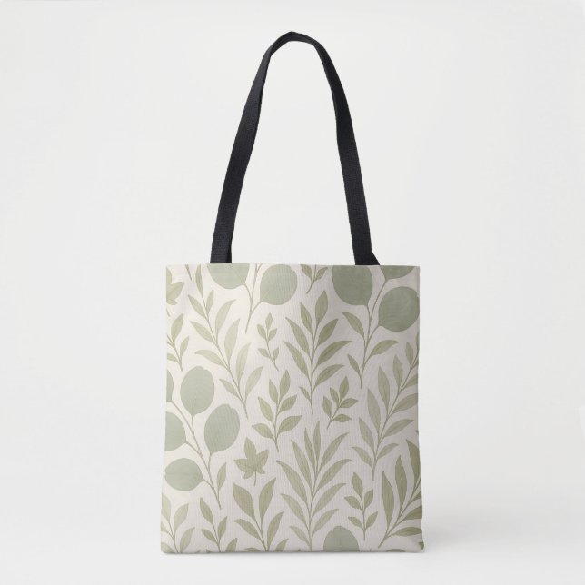 Bolsa Tote Padrão Contínuo de Fluxo Botânico (Frente)