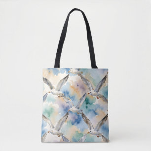 Bolsa Tote Padrão contínuo de gaivotas em aquarela para casa