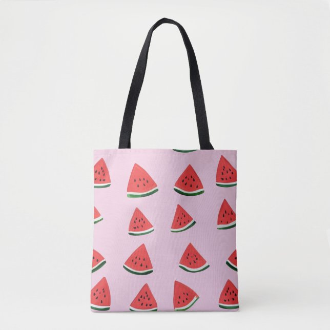 Bolsa Tote Padrão contínuo de melancia fofa (Frente)