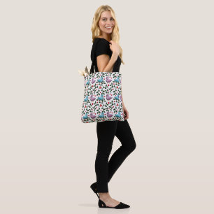Bolsa Tote Padrão contínuo de passarinhos de amor fofos Român
