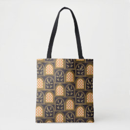 Bolsa Tote Padrão contínuo geométrico floral art déco de luxo