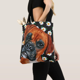 Bolsa Tote Padrão da flor da margarida-marrom-branca