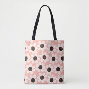 Bolsa Tote Padrão da flor rosa-branca da margarida