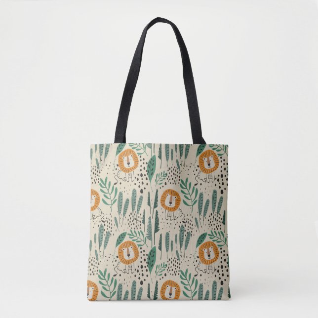 Bolsa Tote Padrão da Floresta Tropical Selvagem de Leão-de-Dó (Frente)