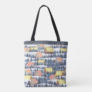 Bolsa Tote Padrão da vila de Natal Snowy