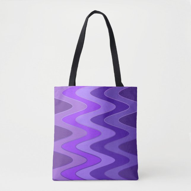 Bolsa Tote Padrão das ondas sinusal - violeta roxa + suas ide (Frente)
