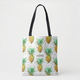 Bolsa Tote Padrão de Abacaxi de Aquarelas