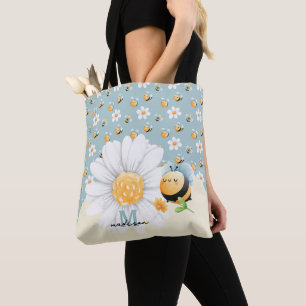 Bolsa Tote Padrão De Abelhas De Mel Bonito Com Nome