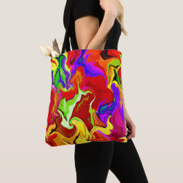 Bolsa Tote Padrão de Abstrações Vivas Coloridas