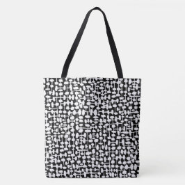 Bolsa Tote Padrão de abstrato 190621 branco sobre preto