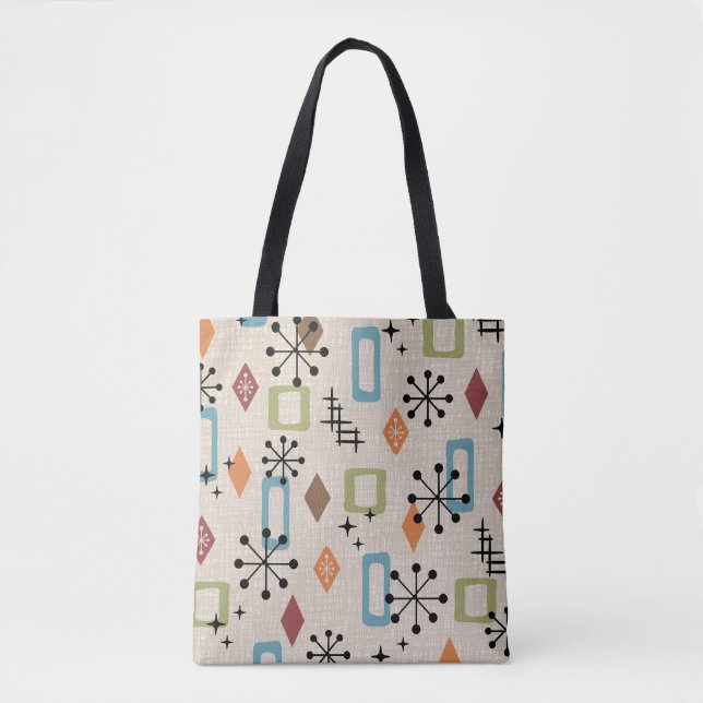 Bolsa Tote Padrão de Abstrato Atômica Moderno do Meio século  (Frente)