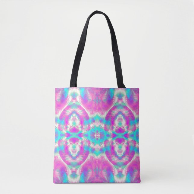 Bolsa Tote Padrão de Abstrato azul e rosa LEGAL SUPER (Frente)