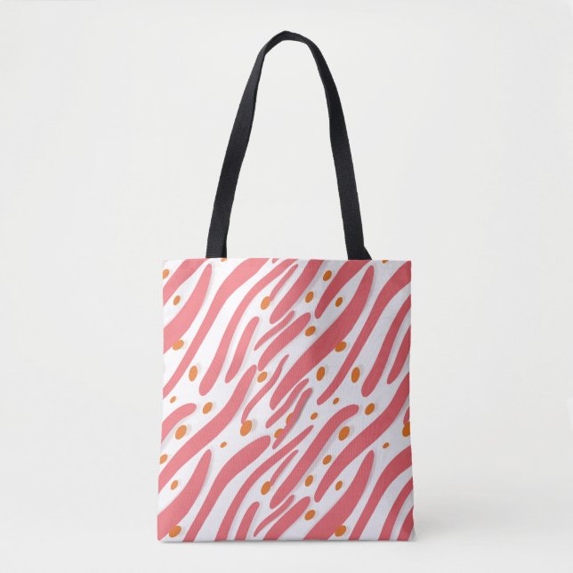 Bolsa Tote Padrão de Abstrato branco cor-de-rosa laranja (Frente)