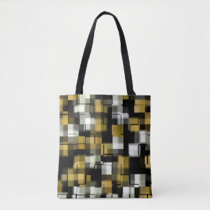 Bolsa Tote Padrão de Abstrato branco preto amarelo