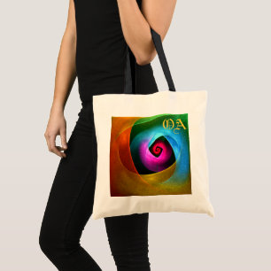 Bolsa Tote Padrão de Abstrato de Arte Azul Cor-de-Cor-de-Cor