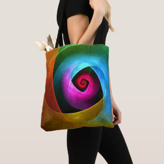 Bolsa Tote Padrão de Abstrato de Arte Azul Cor-de-Cor-de-Cor