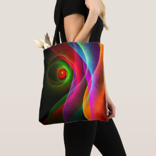 Bolsa Tote Padrão de Abstrato de Arte Vermelho Verde Laranja